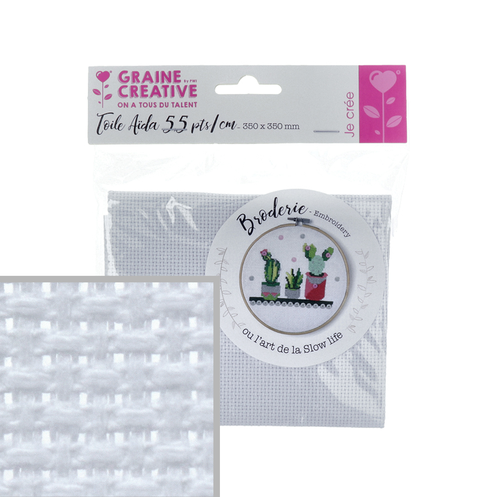 aida fabric 5,5pt/cm white 35x35cm | 1pc
