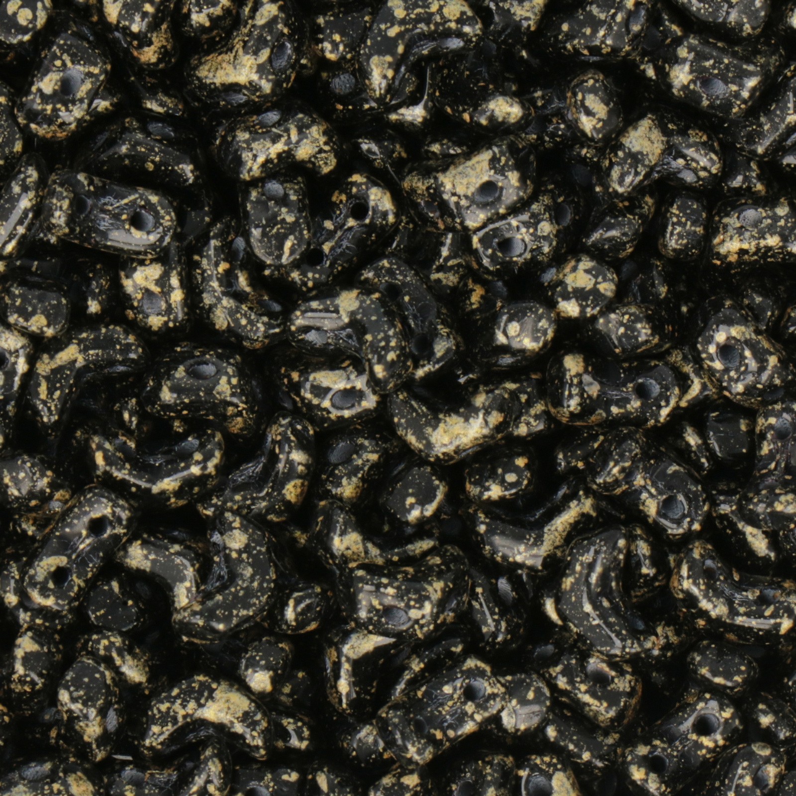 mini chevron duo glasperlen jet gold splash 6x2mm | 5gr