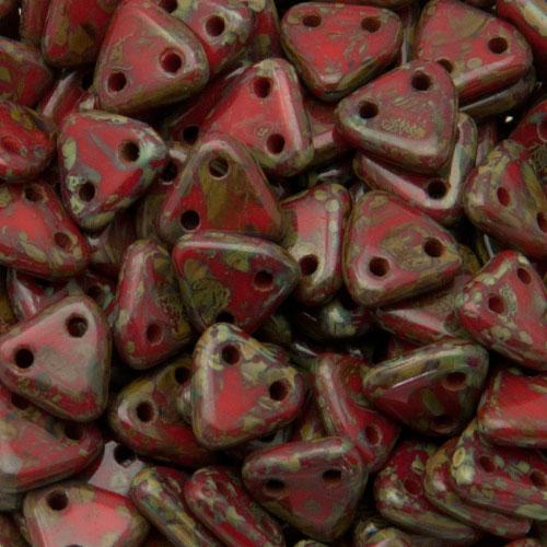 czechmates triangle glasperlen - opaque red picasso - 6mm | 8gr