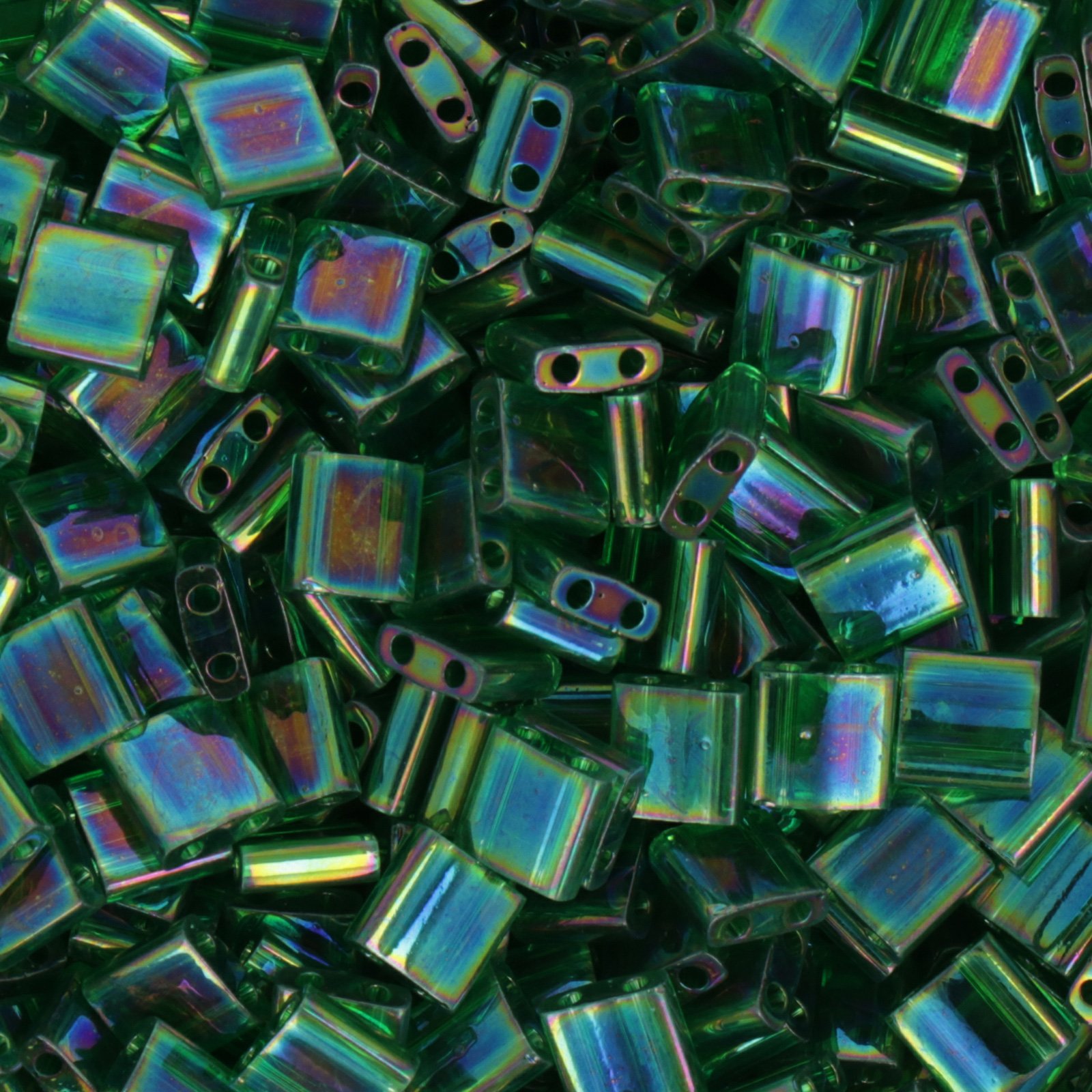 miyuki tila beads - transparent green ab 5mm | 5gr