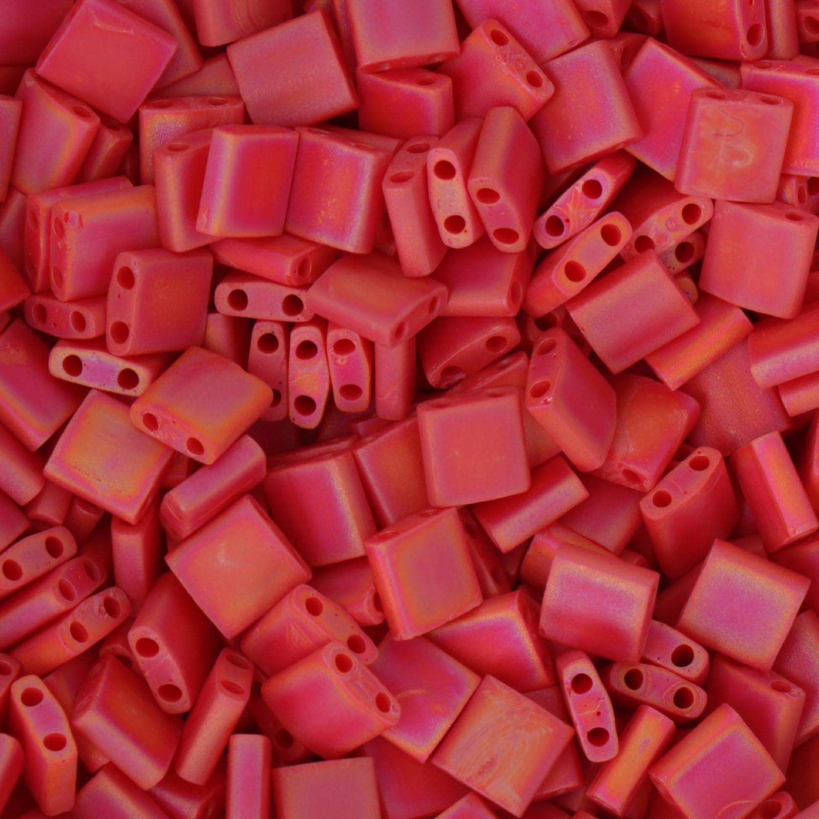 miyuki tila beads - matte opaque red ab 5mm | 5gr