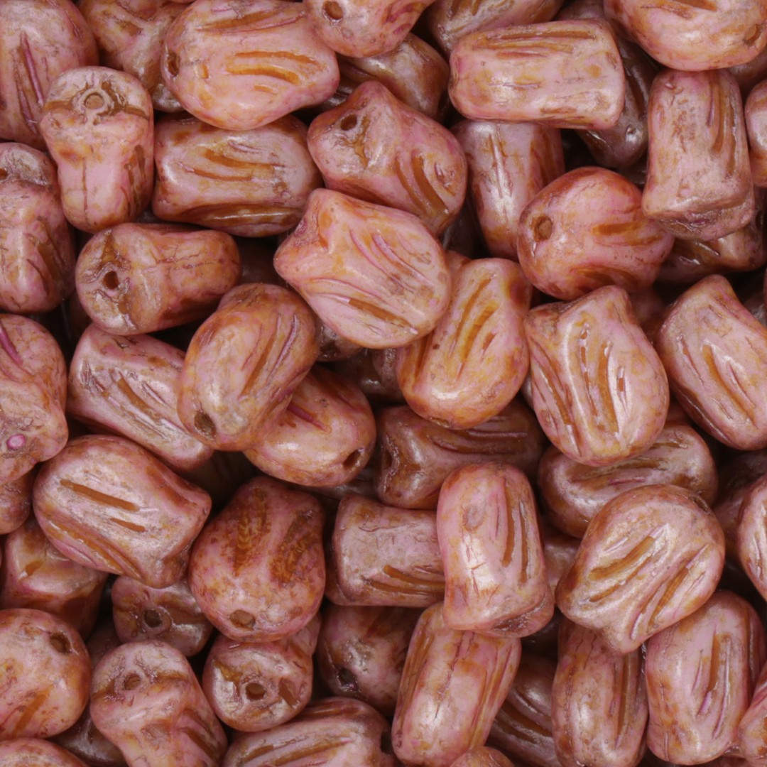 mini tulip beads alabaster pink luster 9x7mm | 15pc