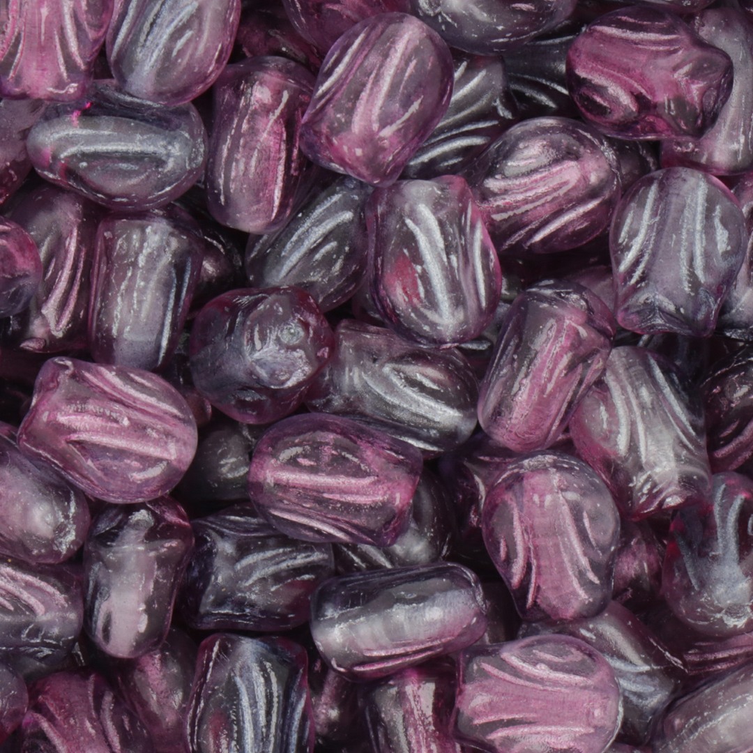 mini tulip beads magic purple/white 9x7mm | 15pc