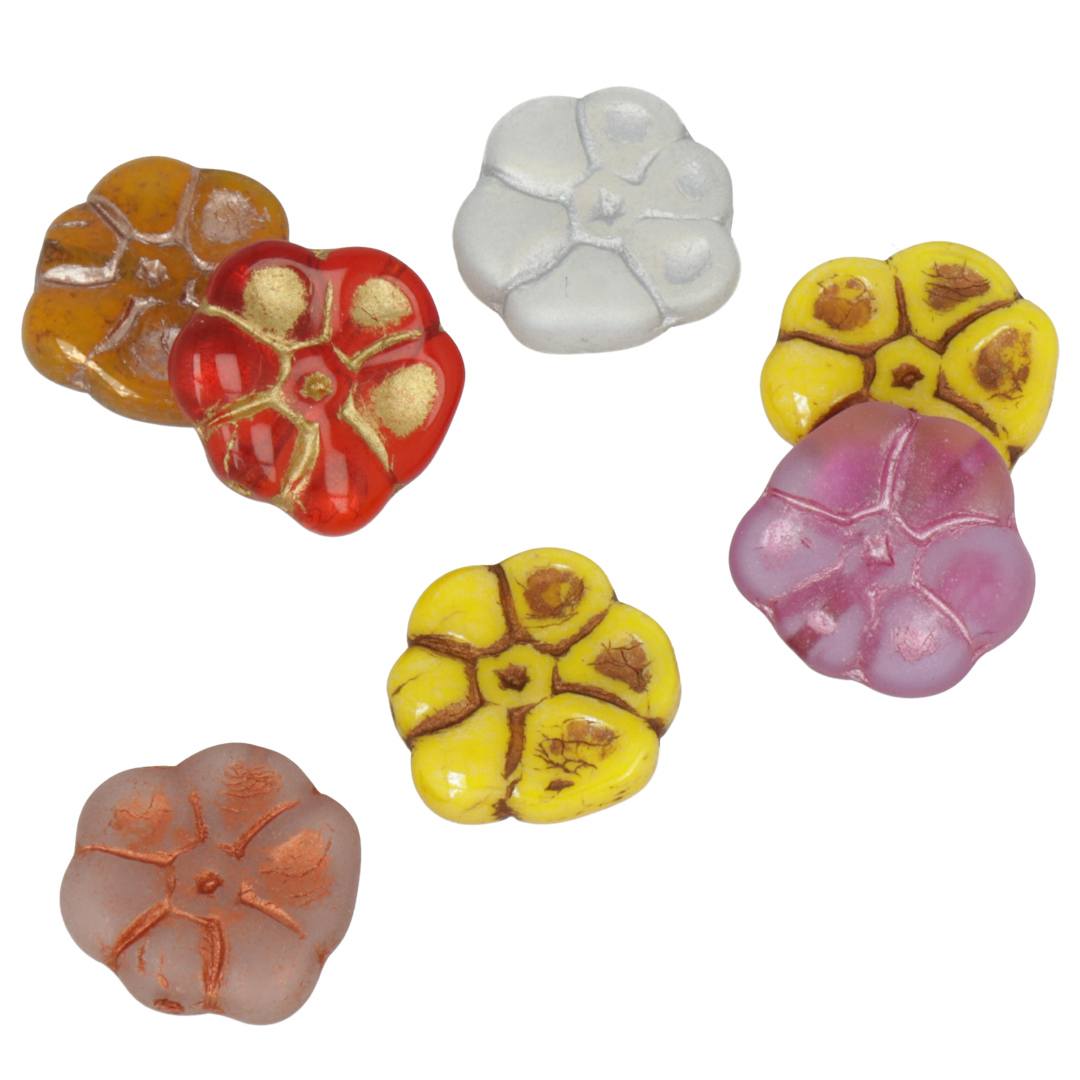 primrose beads mix color 15mm | 8pc