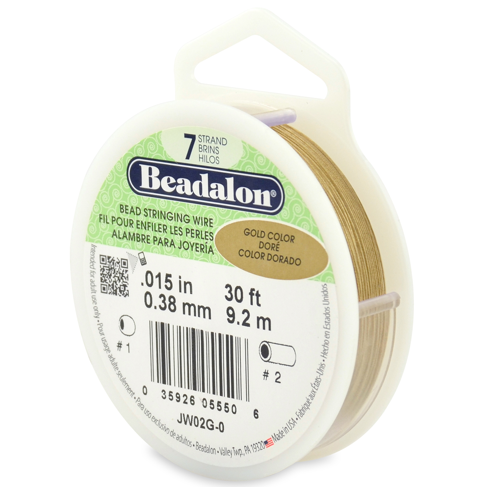edelstahldraht beadalon metallic gold 7 stränge - durchmesser 0,38mm - spule 9,2mt | 1st