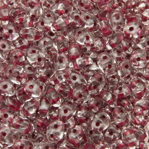superduo perlen 5x2,5mm color-lined dark red/crystal | 10gr
