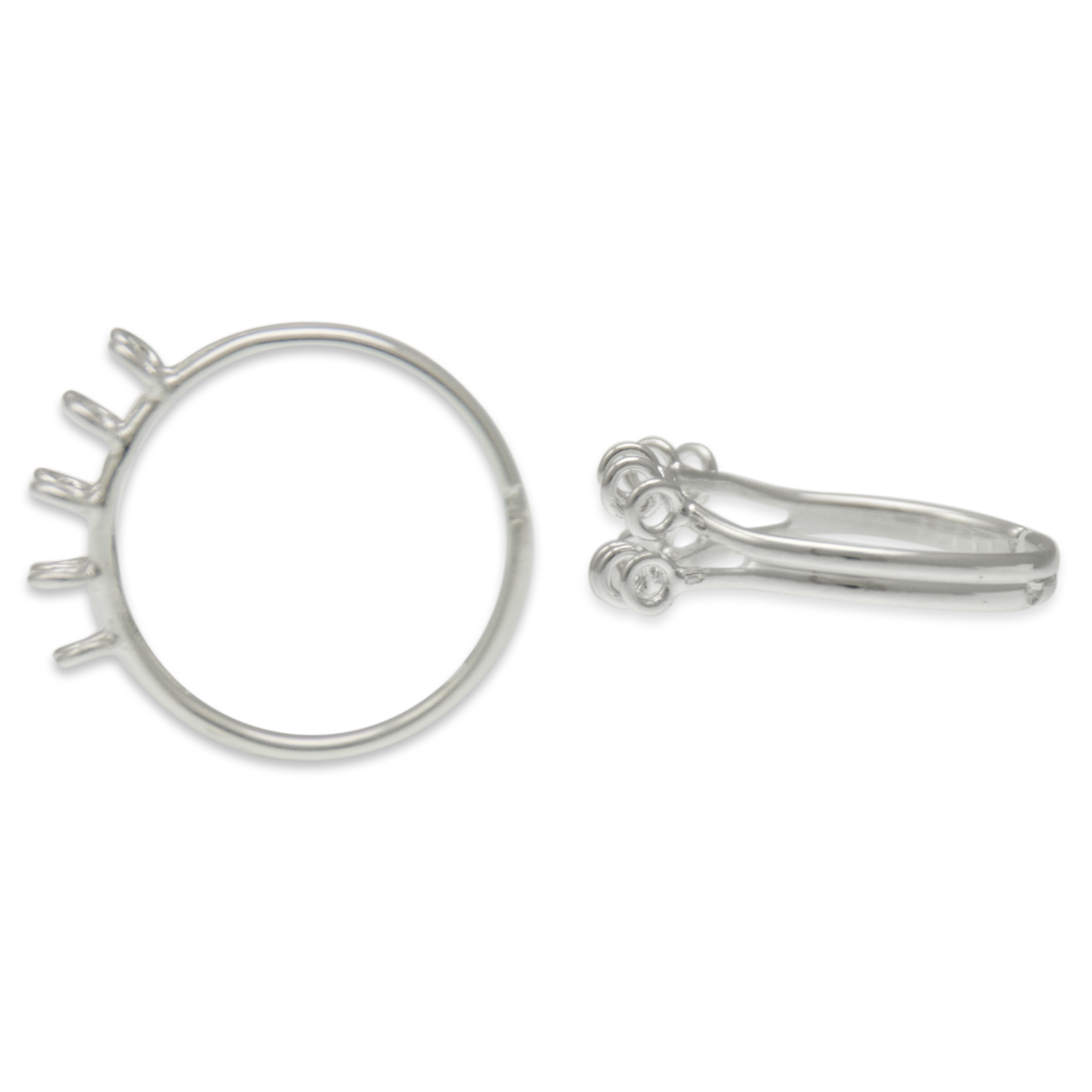 adjustable silver plated base ring with 10 loop | 2pc