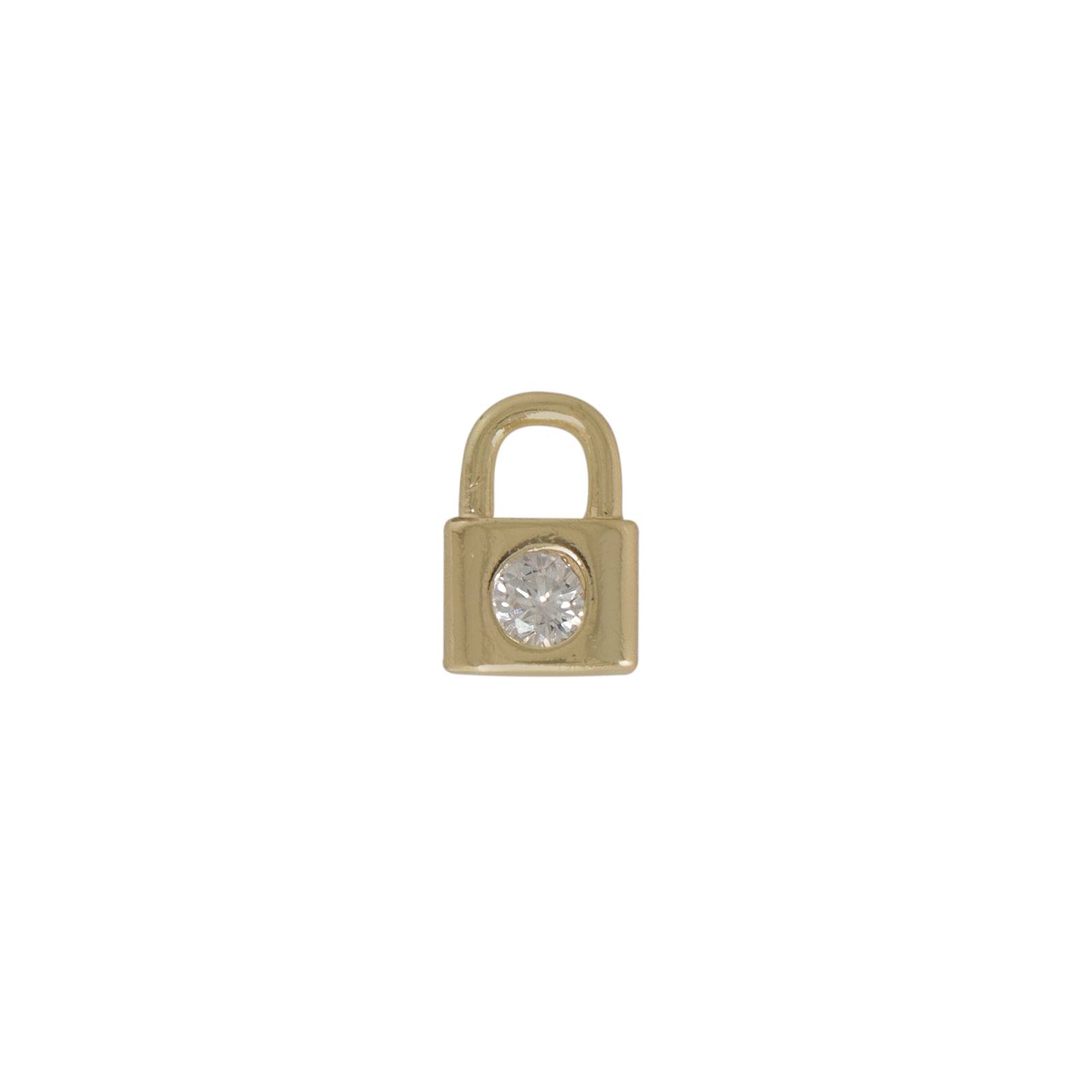 gold plated padlock charm with cz 9x6mm | 2pc