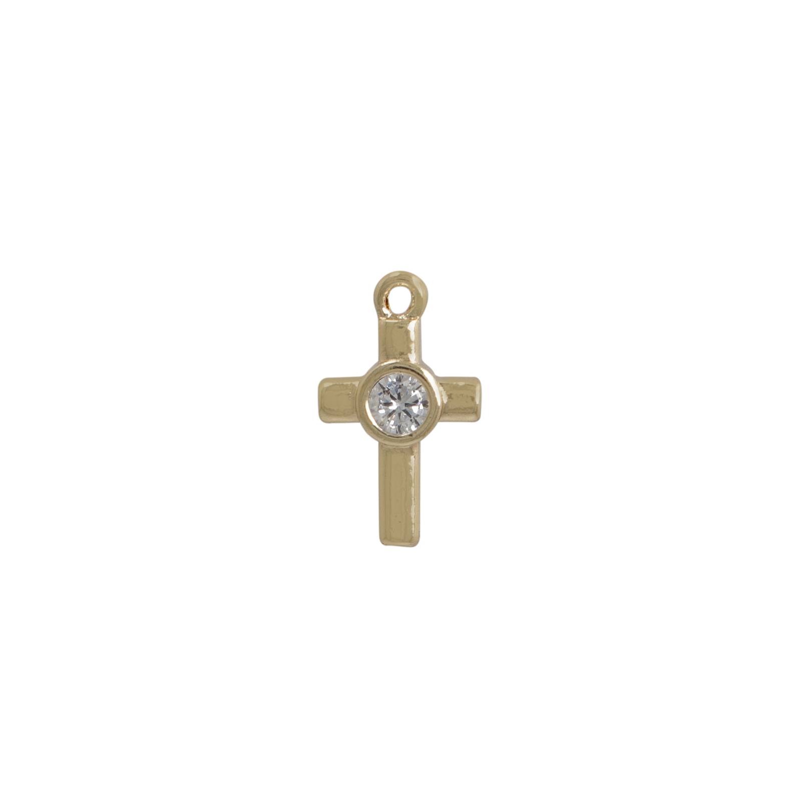 gold plated cross charm with cz 12x8mm | 2pc