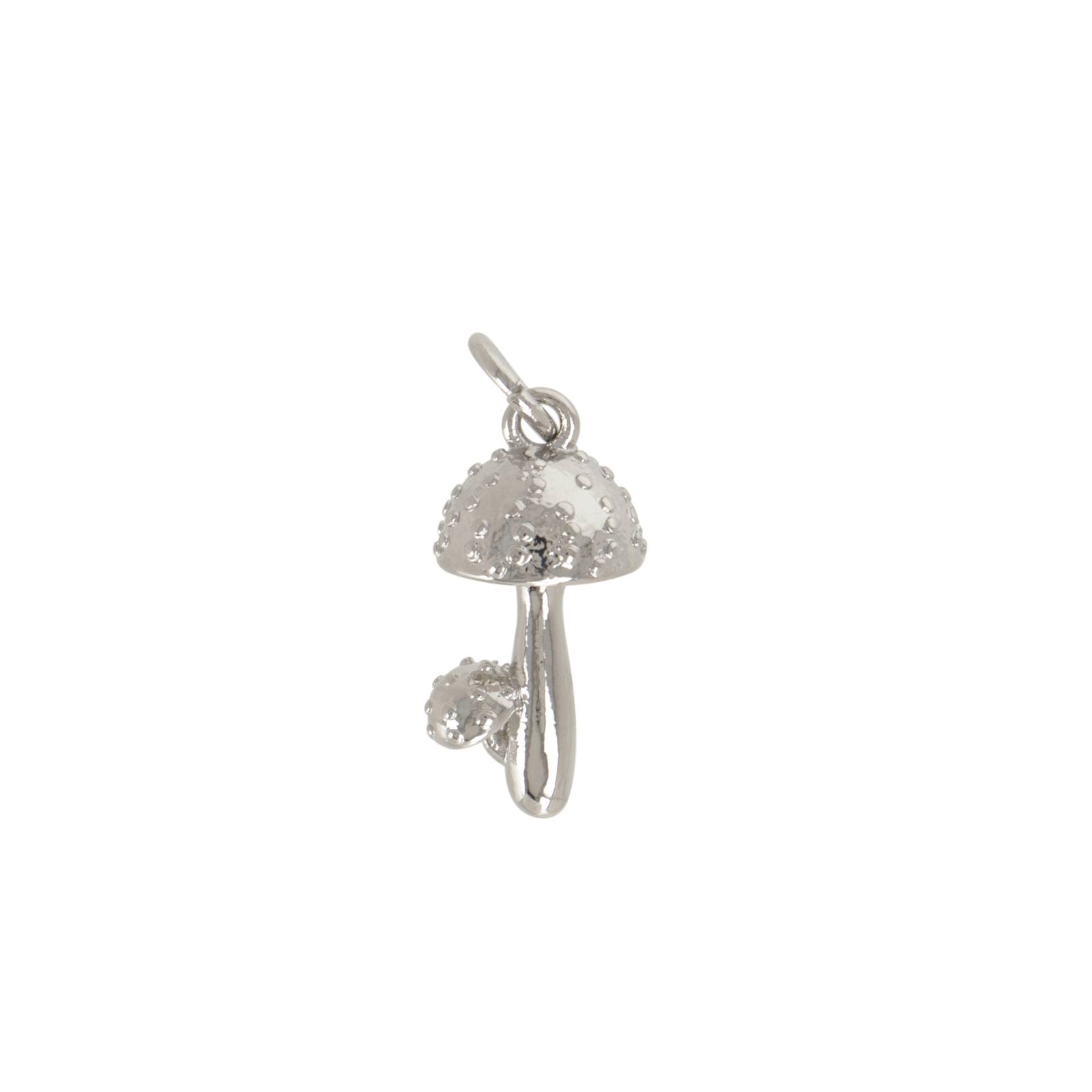 rhodium silver plated mushroom charm 17x8mm | 1pc