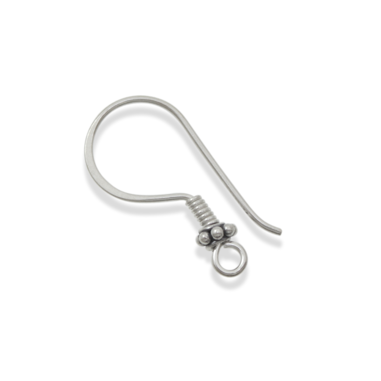 antique sterling silver french earwire with granulation spacer 22mm | 2pc