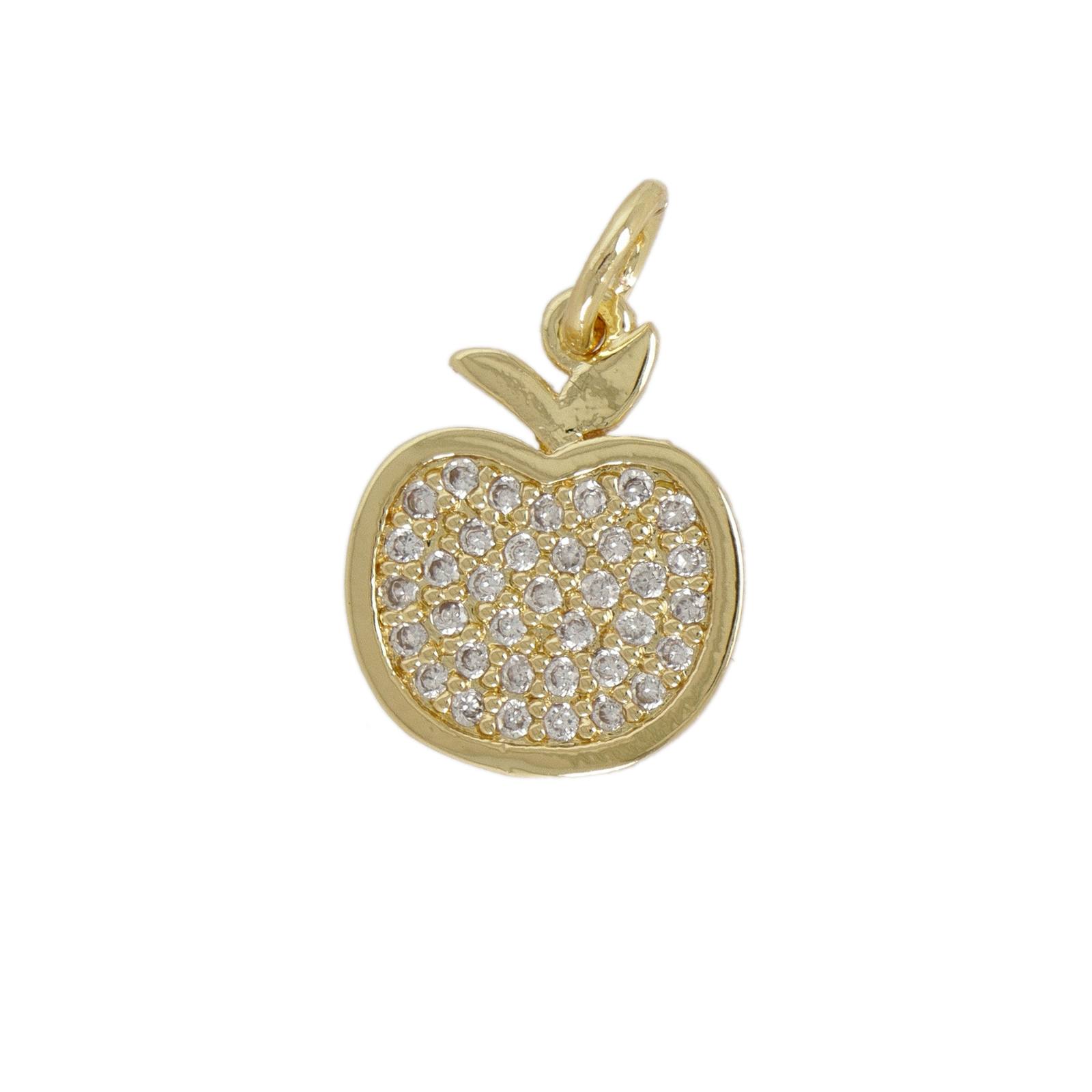 anhänger metal cz vergoldet apfel 13x11mm | 1st