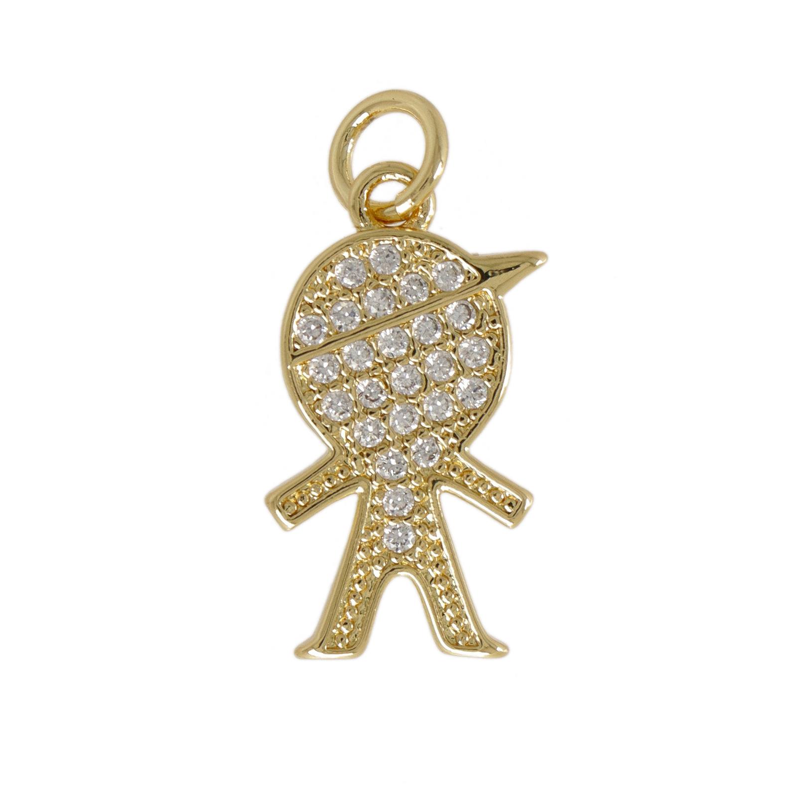 anhänger metal cz vergoldet kind 18x10mm | 1st