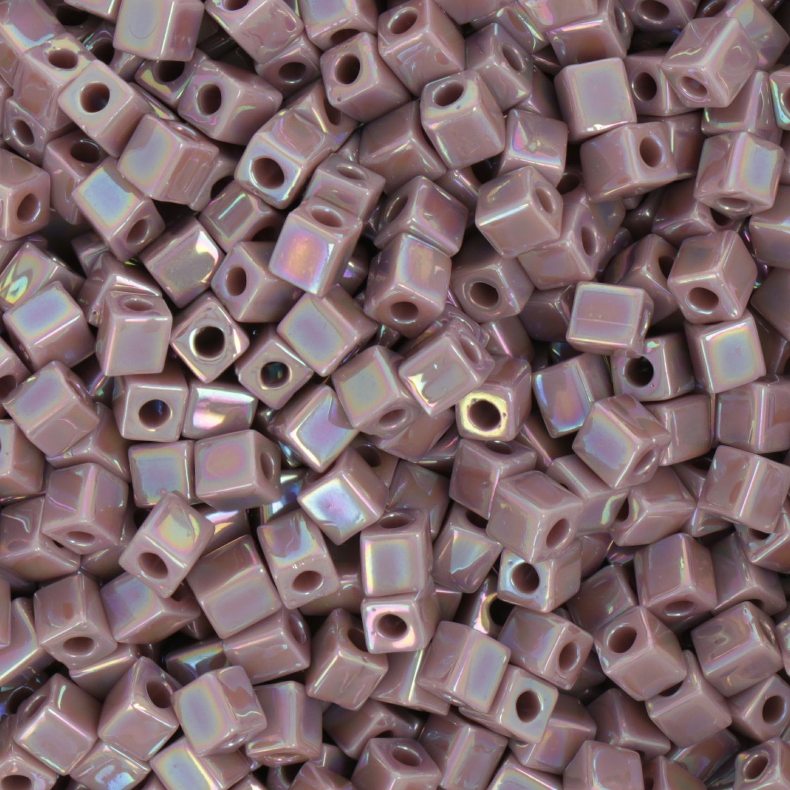 miyuki square beads opaque mauve ab (410r) 4mm | 10gr