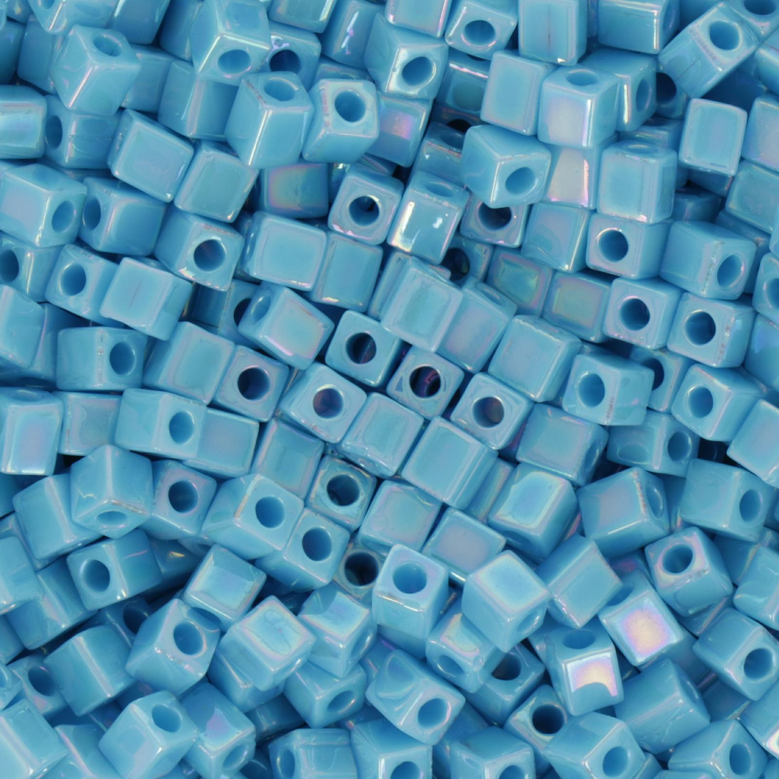miyuki square beads opaque turquoise blue ab (413r) 4mm | 10gr