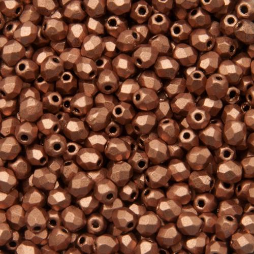 böhmische glasschliffperlen matte metallic copper 3mm | 50st