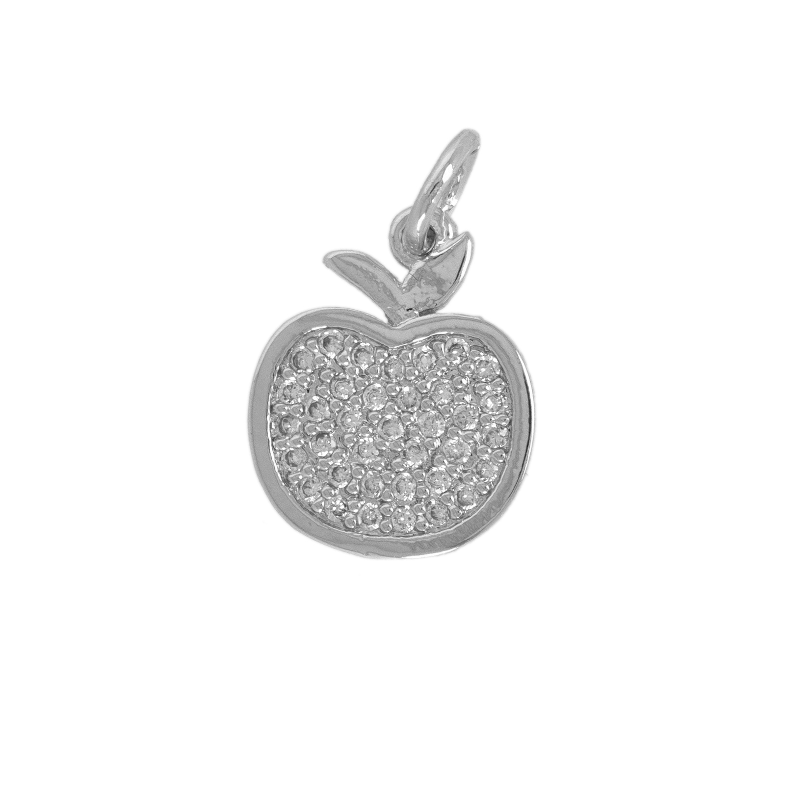 anhänger metal cz versilbert apfel 13x11mm | 1st