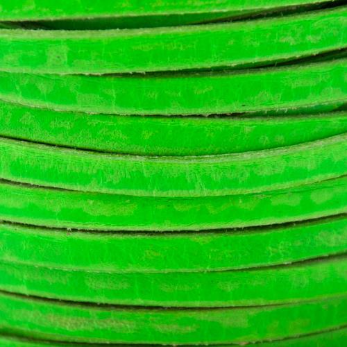 neon green flat leather cord 5mm | 20cm