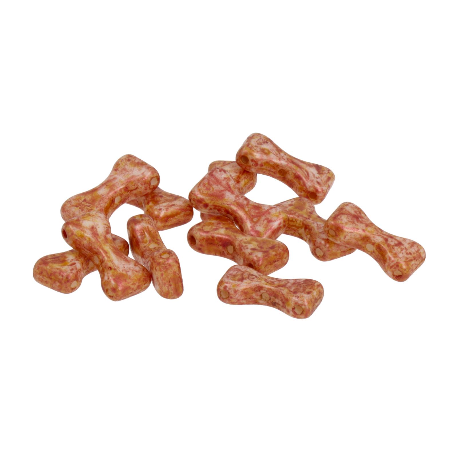 bow tie beads opaque ginger spotted 12x6mm | 10gr