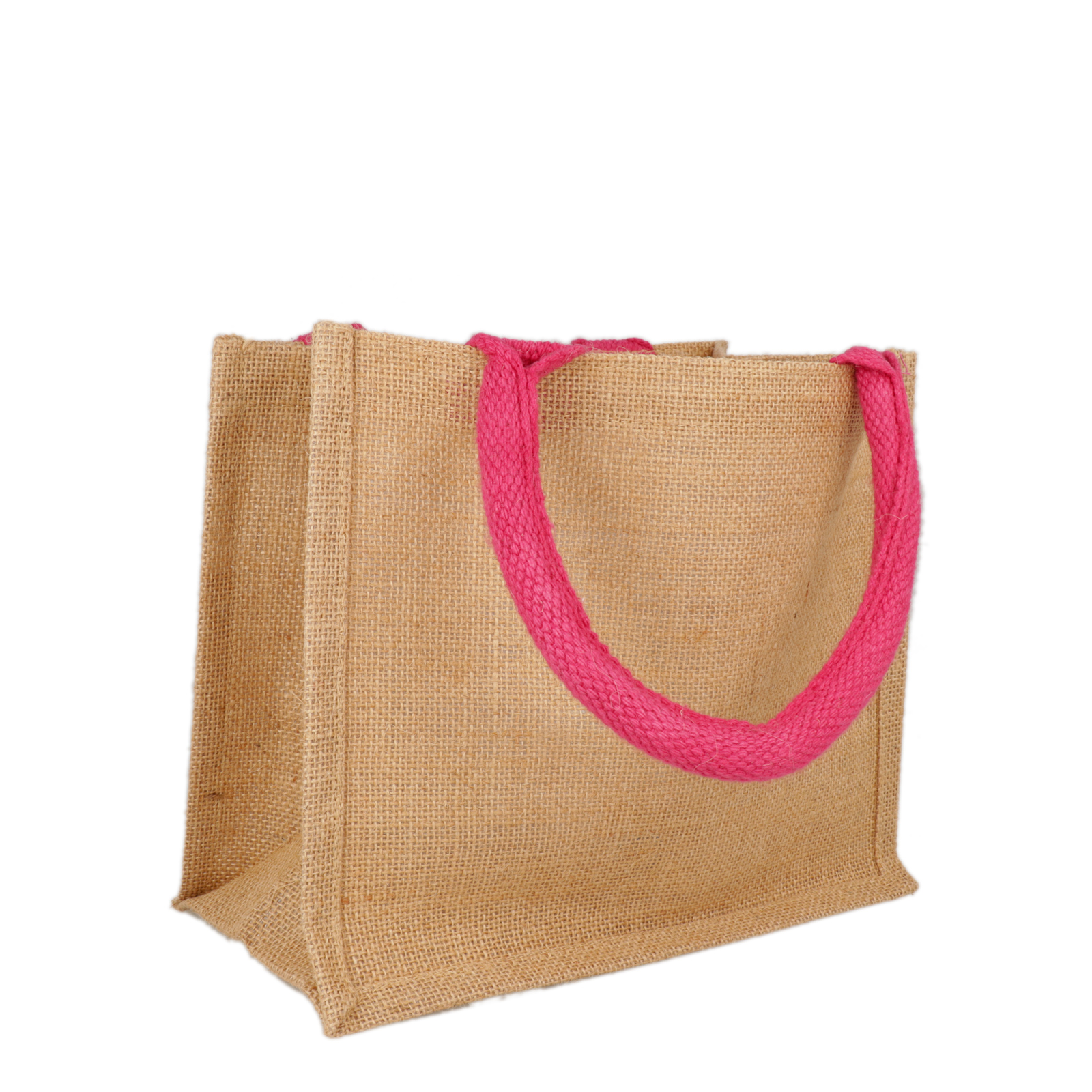 juta bag little size 26x22x14cm - fuchsia handle | 1pc