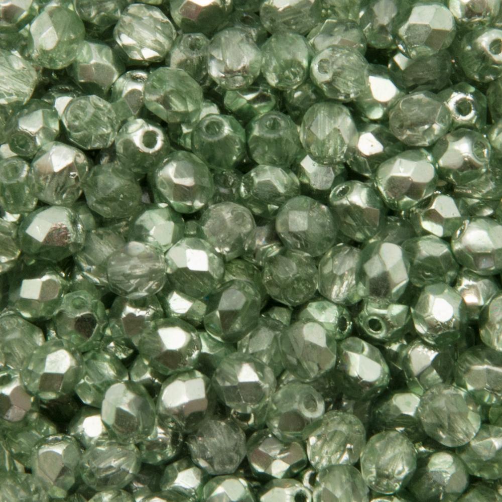 böhmische glasschliffperlen crystal labrador/olivine 4mm | 50st