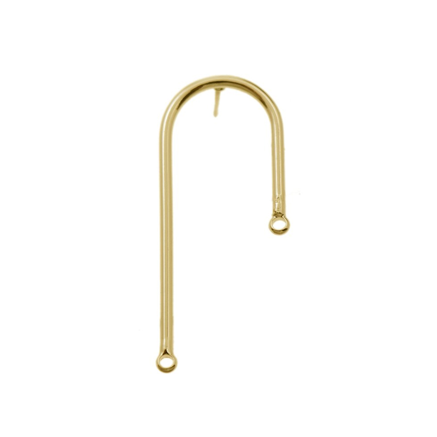 minimal jewelry post earrings gold plated 2 hole arc 35x15mm | 2pc