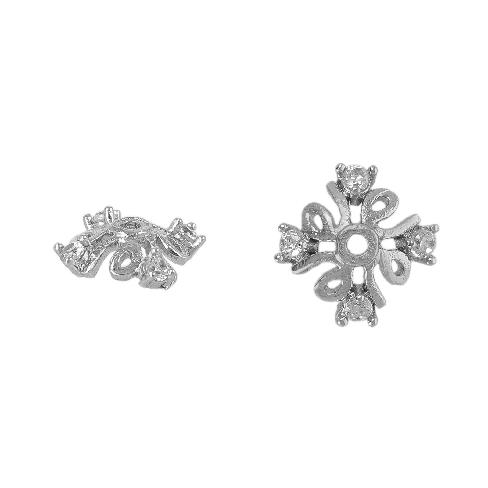 perlenkappe metal cz rhodium versilbert 8mm | 2st