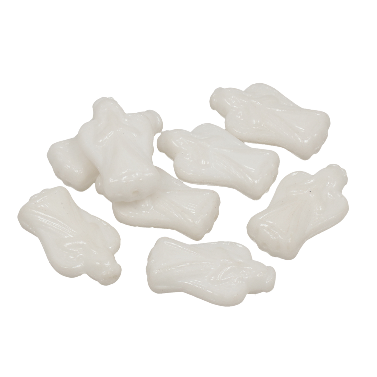 böhmische glas perlen - pearl white angel 23x13mm | 4st