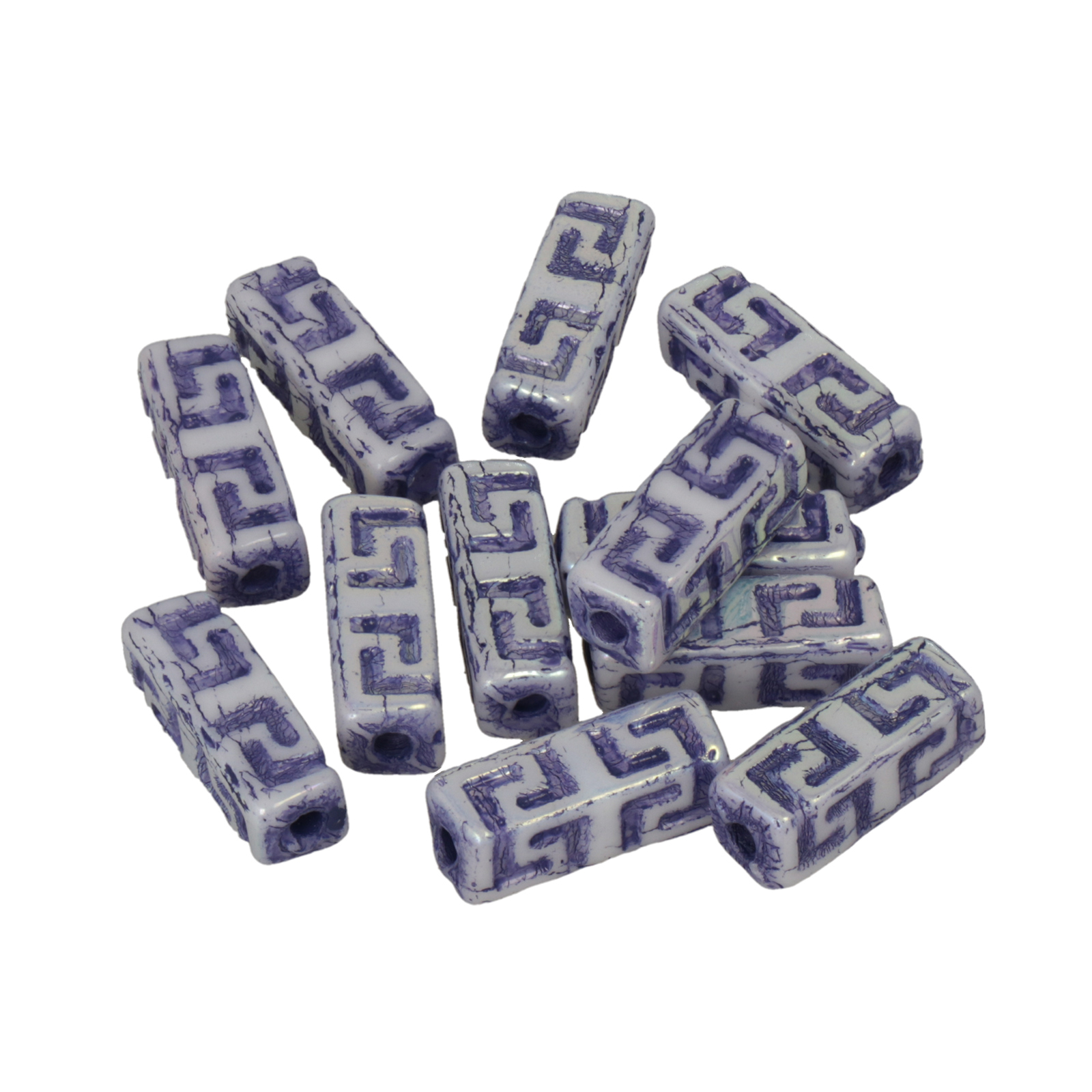 böhmische glas perlen - purple iridiscent celtic block 15x5mm | 10st