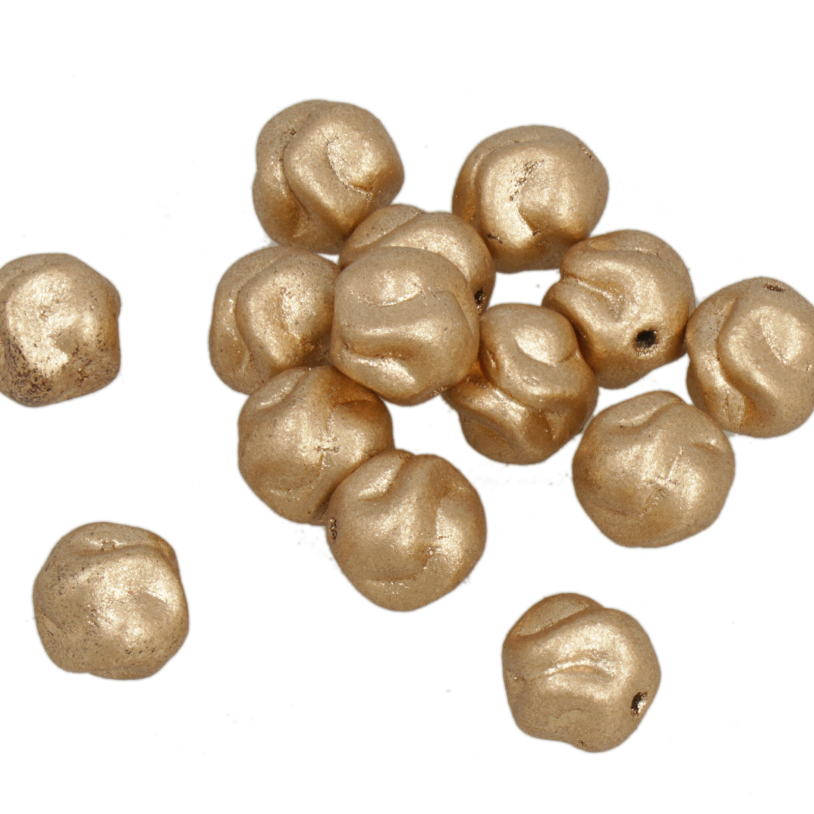 pressed czech glass beads - bronze pale gold yarn ball 8mm | 20pc