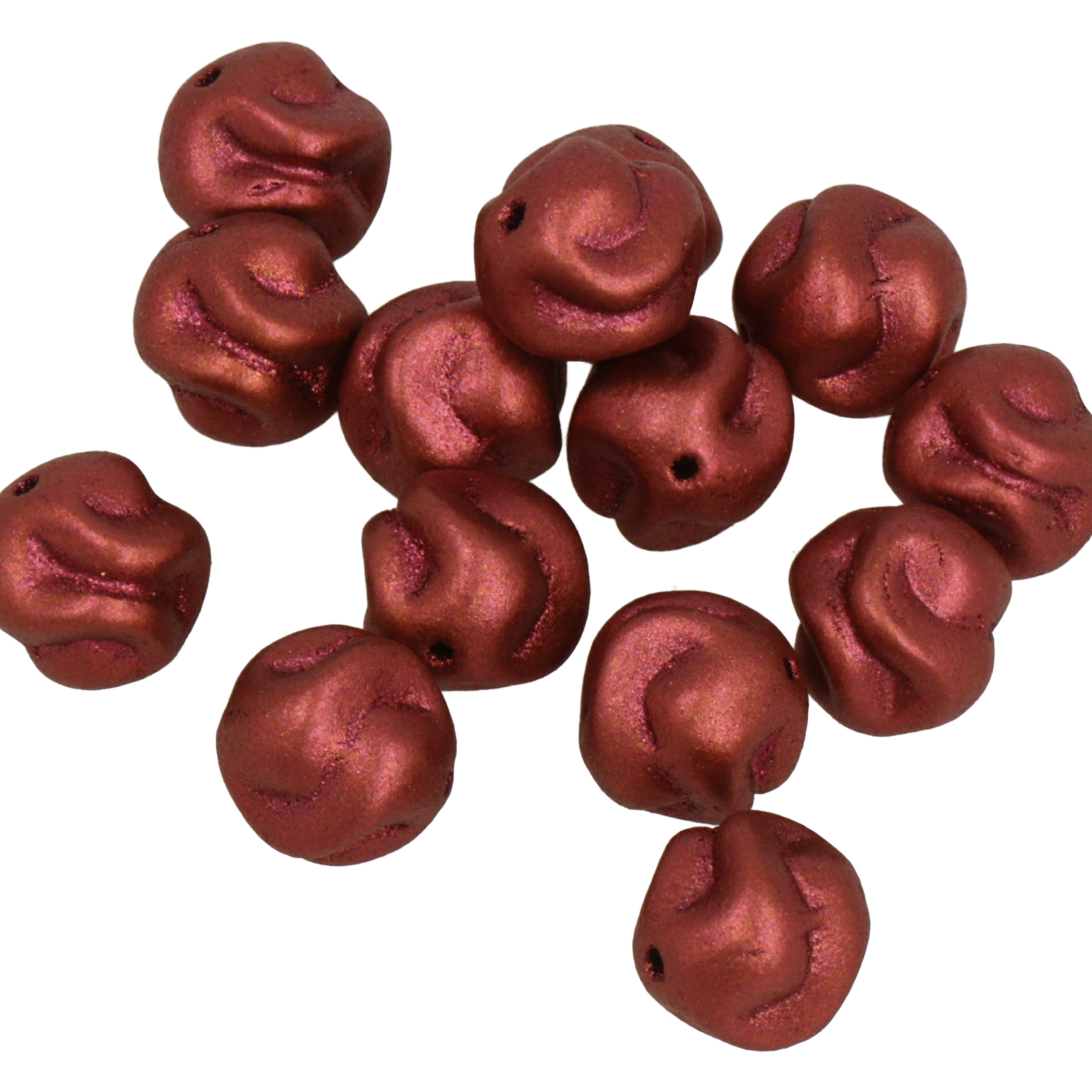 böhmische glas perlen - metallic lava red yarn ball 8mm | 20st