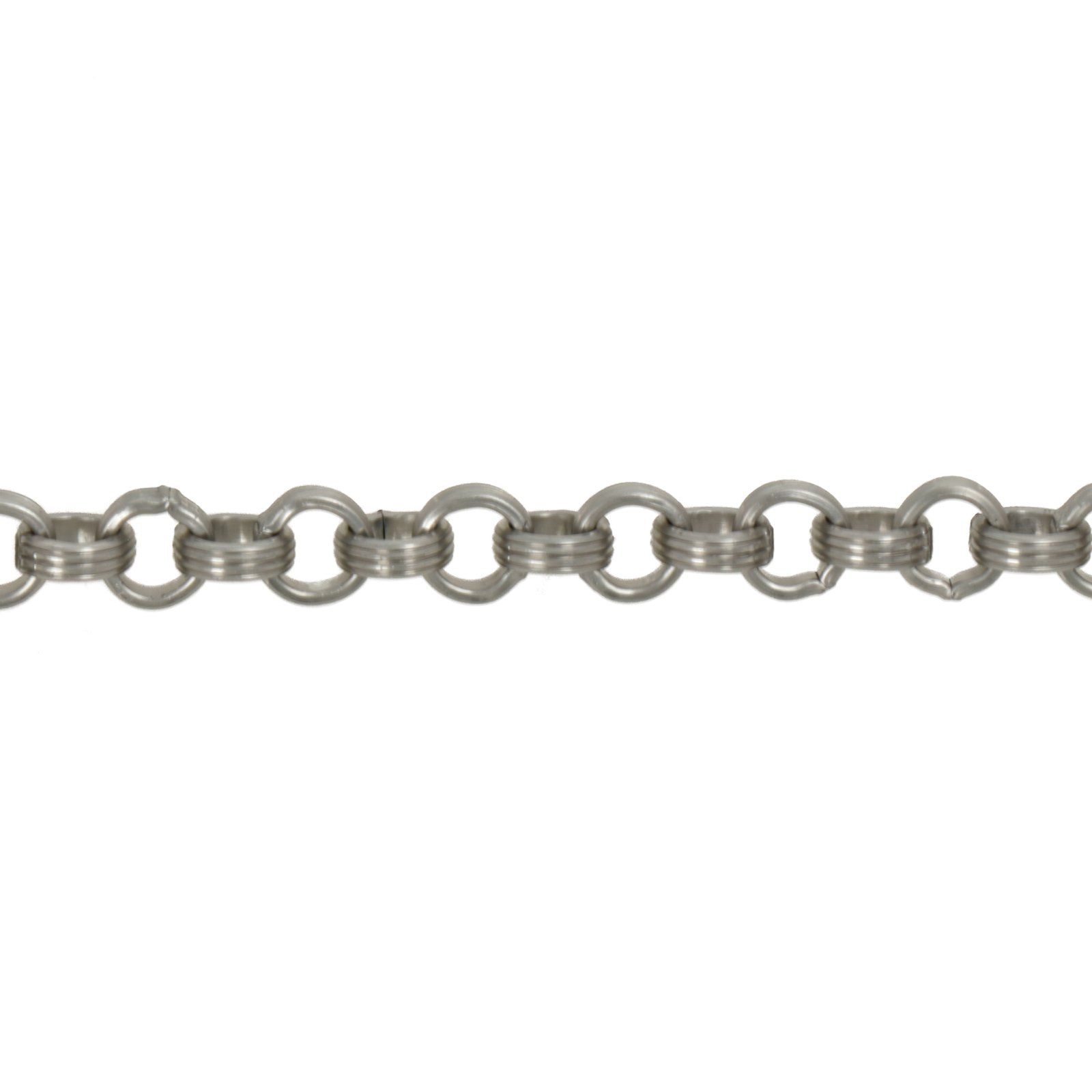antique silver color aluminum chain - striped flat rolò 6mm | 1mt