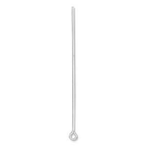 rhodium silver plated eyepin 50mm - wire 0,73mm | 100pc