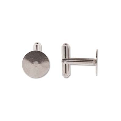 silver plated cuff links flat round 13mm | 2pc