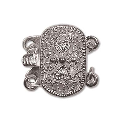 silver plated 2 strand filigree clasp 14x9mm | 1pc