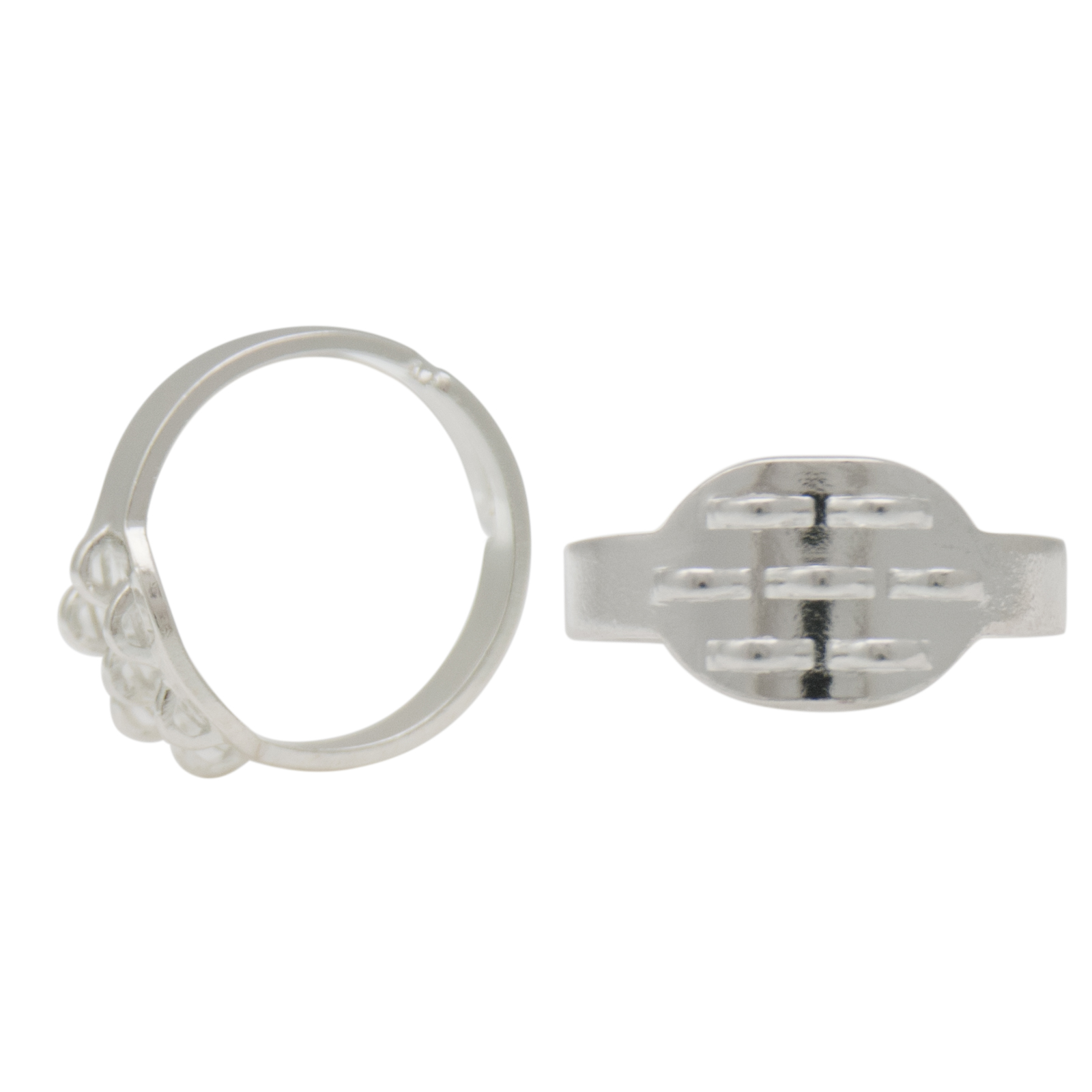 adjustable silver plated base ring with 8 loop | 2pc