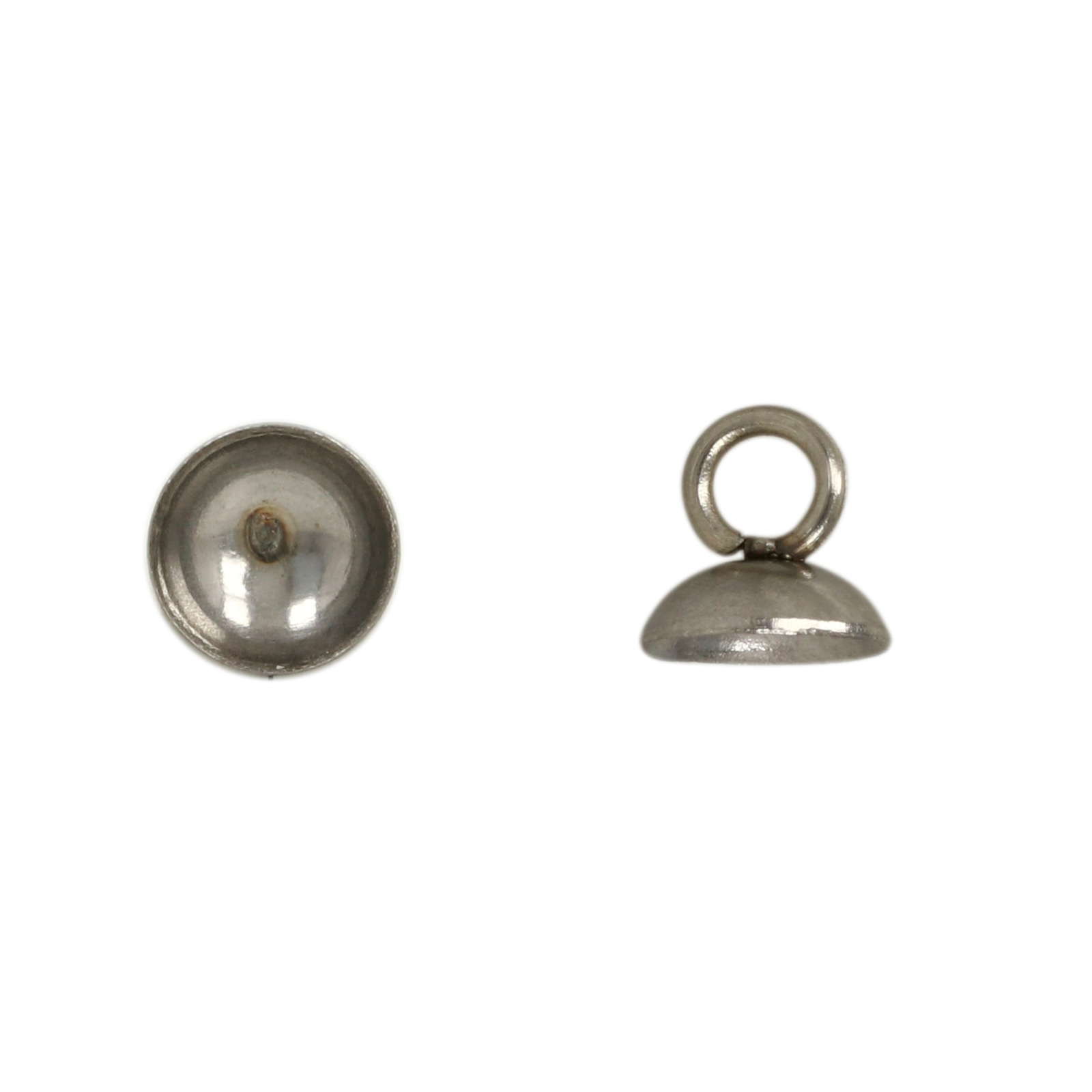 stainless steel plated bead cup bail 6mm | 8pc