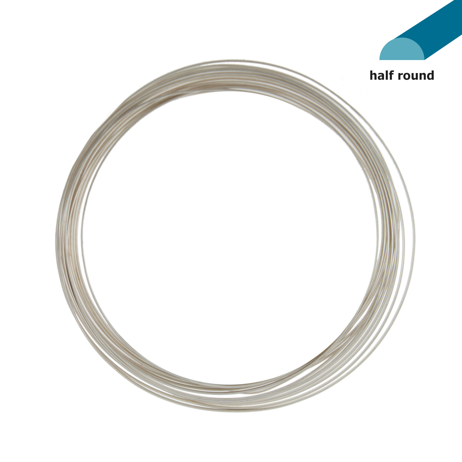 silver plated half round craft wire - diameter 0,72mm - spool 3,6mt | 1pc