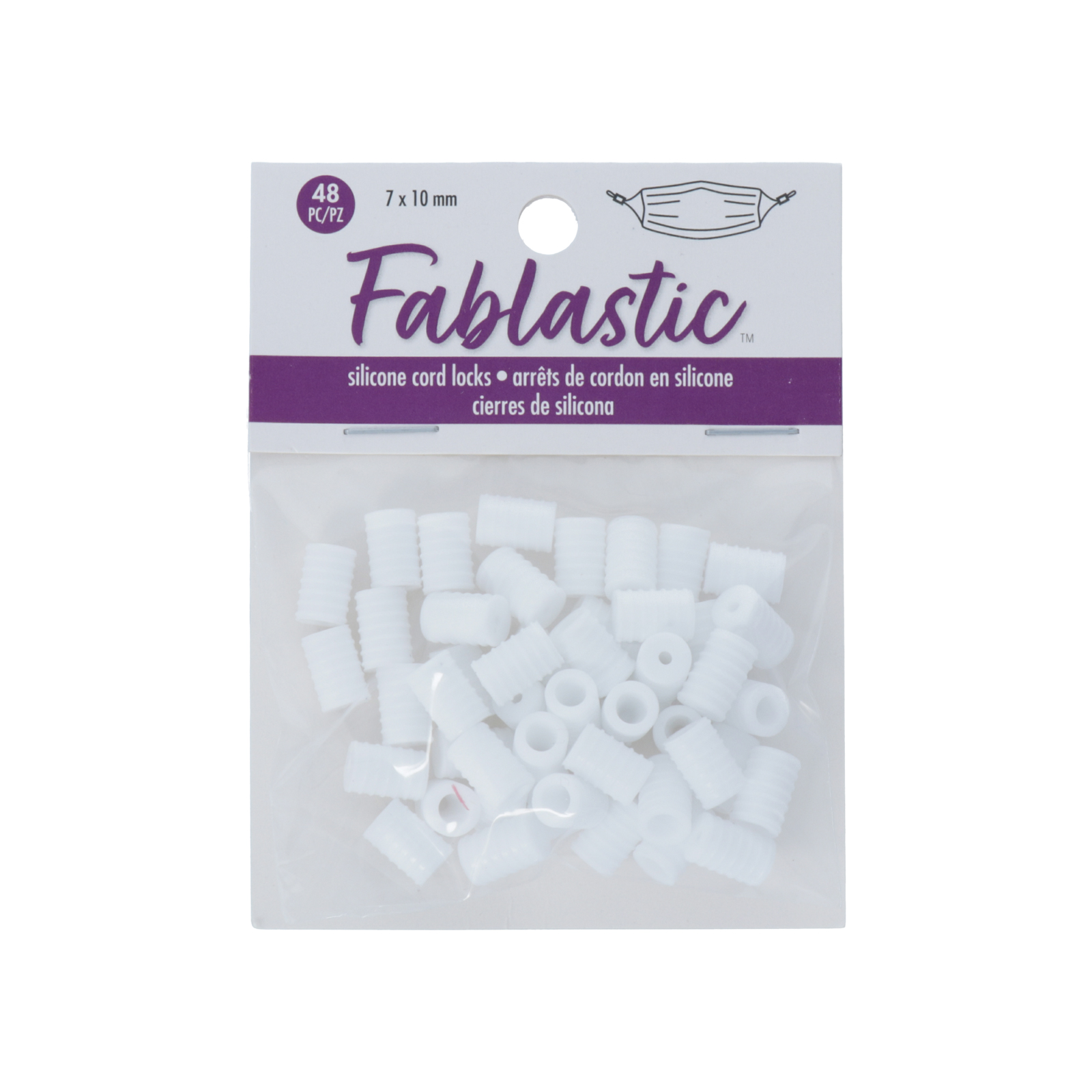 white silicone cord locks 10x7mm - 48pc | 1pc