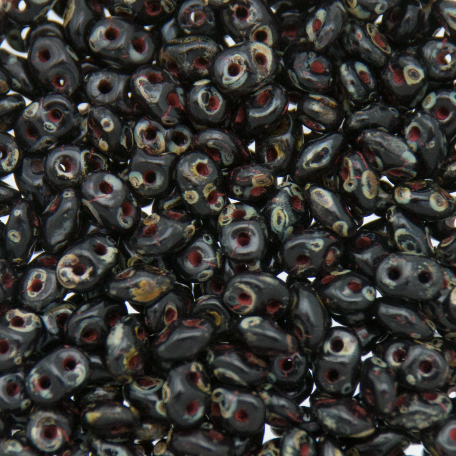 superduo seed beads 5x2,5mm - jet picasso | 10gr