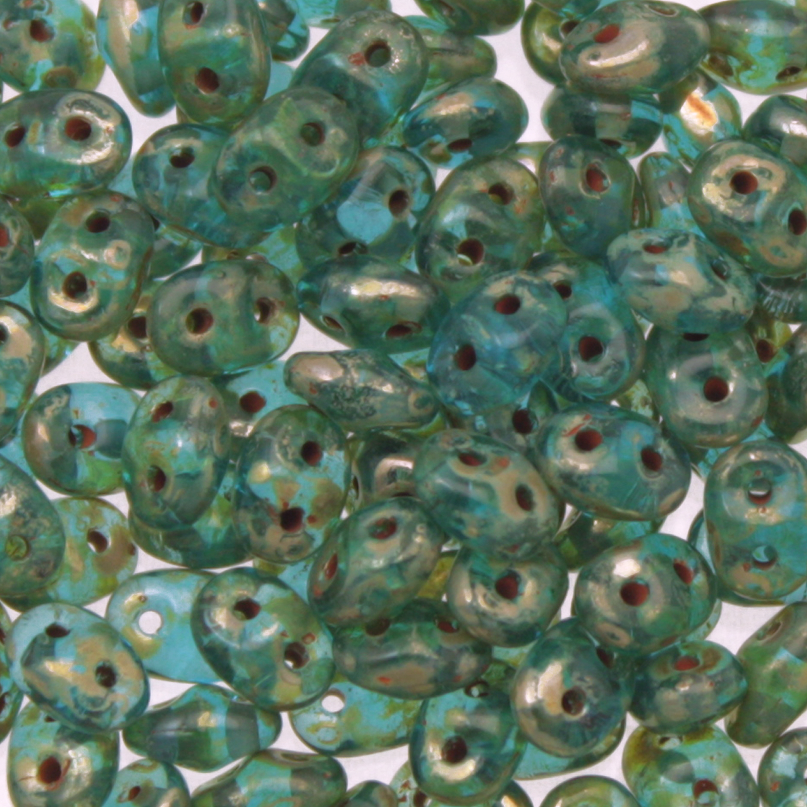 superduo seed beads 5x2,5mm - aquamarine picasso | 10gr