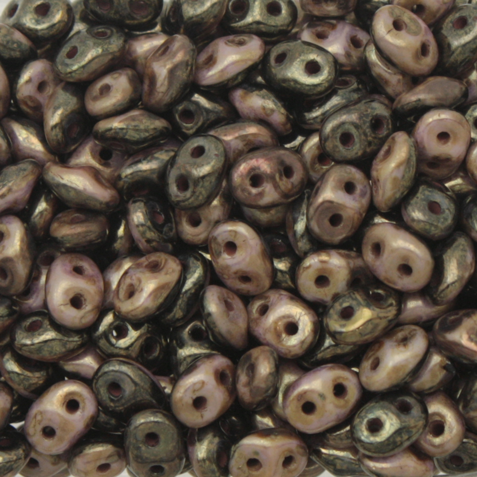 superduo duet seed beads 5x2,5mm - black/opaque white bronze luster | 10gr