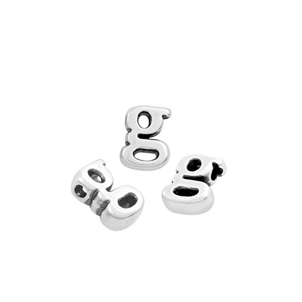 antique silver plated alphabet letter bead "g" 8x6mm | 1pc