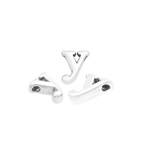 antique silver plated alphabet letter bead "y" 8x7mm | 1pc
