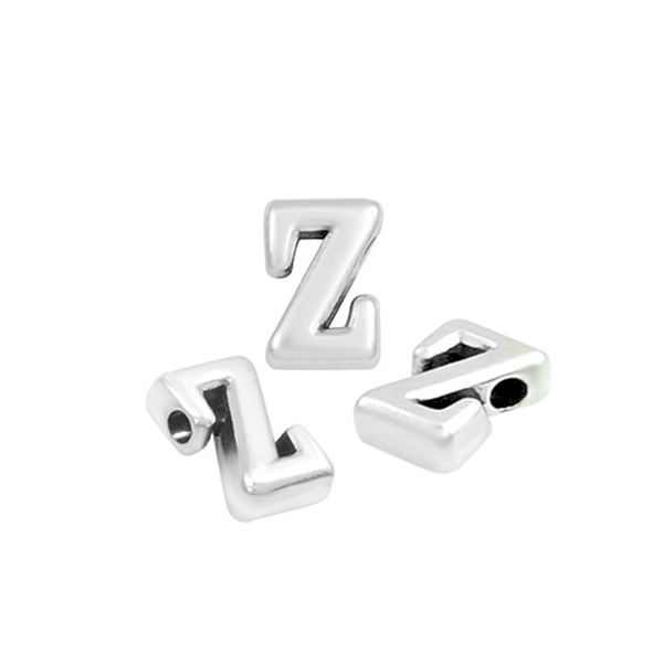 antique silver plated alphabet letter bead "z" 8x7mm | 1pc