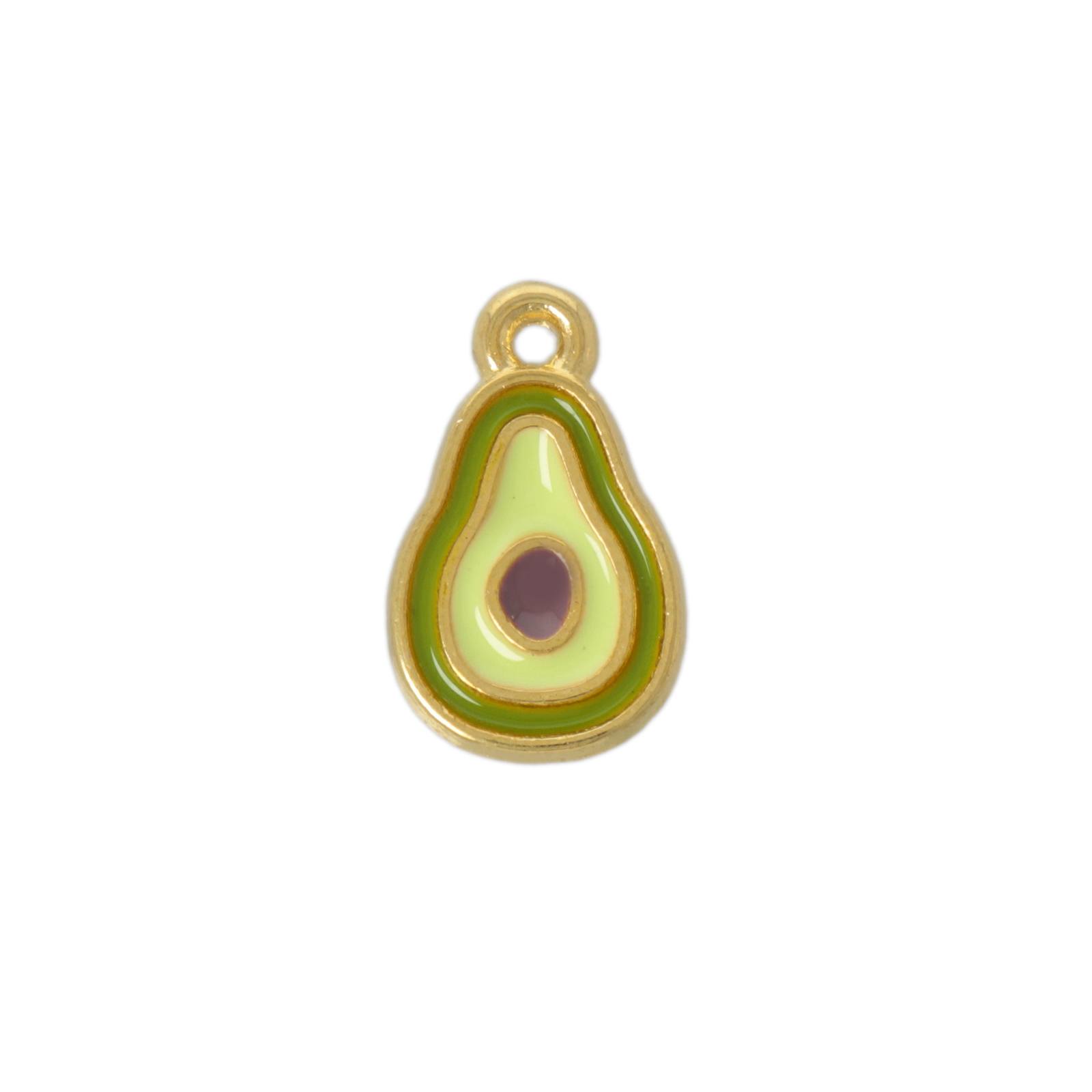 enameled avocado charm 13x10mm | 1pc