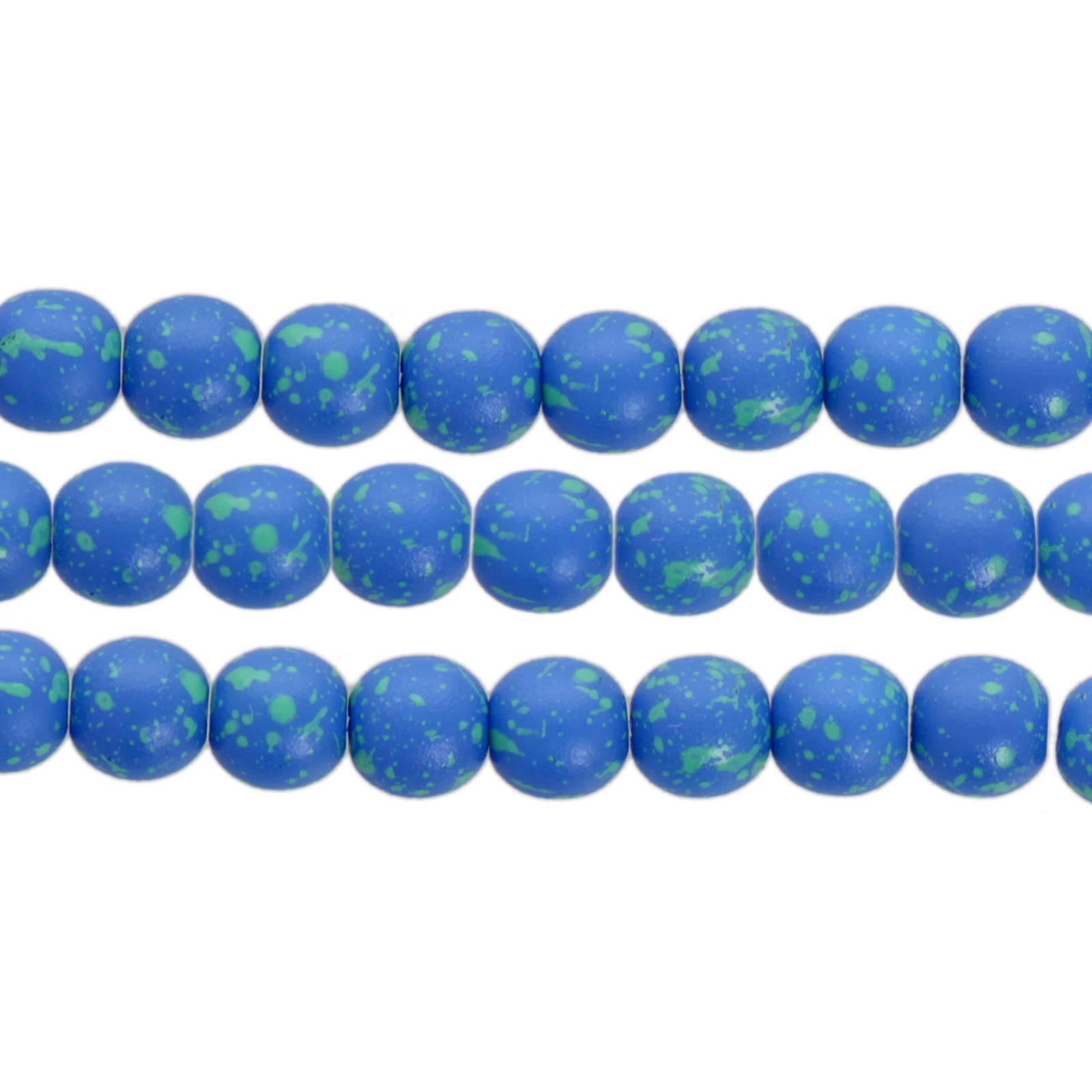 czech glass druk beads - opaque blue turquoise splash round 6mm | 50pc
