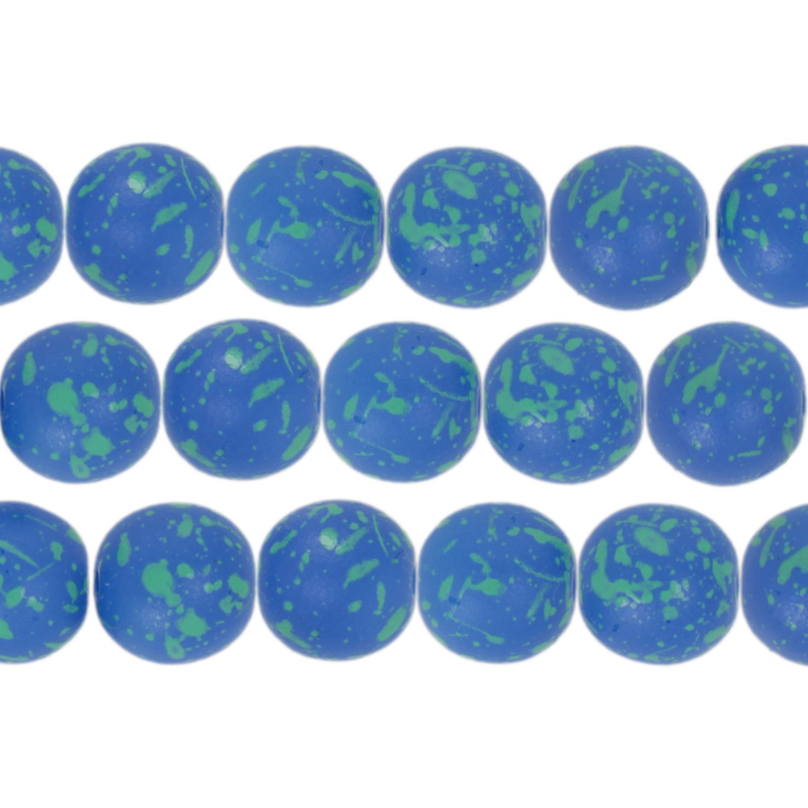 czech glass druk beads - opaque blue turquoise splash round 8mm | 25pc