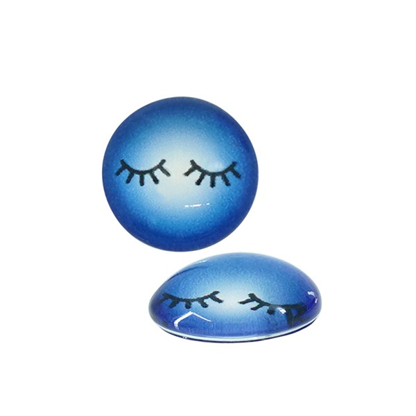 harz cabochon eye lashes blau 12mm | 4st