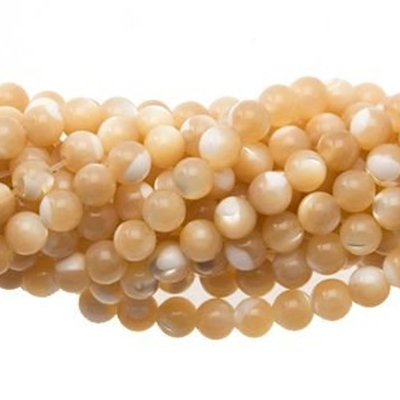 brown natural mother of pearl - smooth round 6mm | 20pc